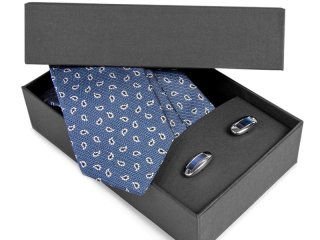 Zestaw: Pudełko+krawat jedwabny+spinki 437